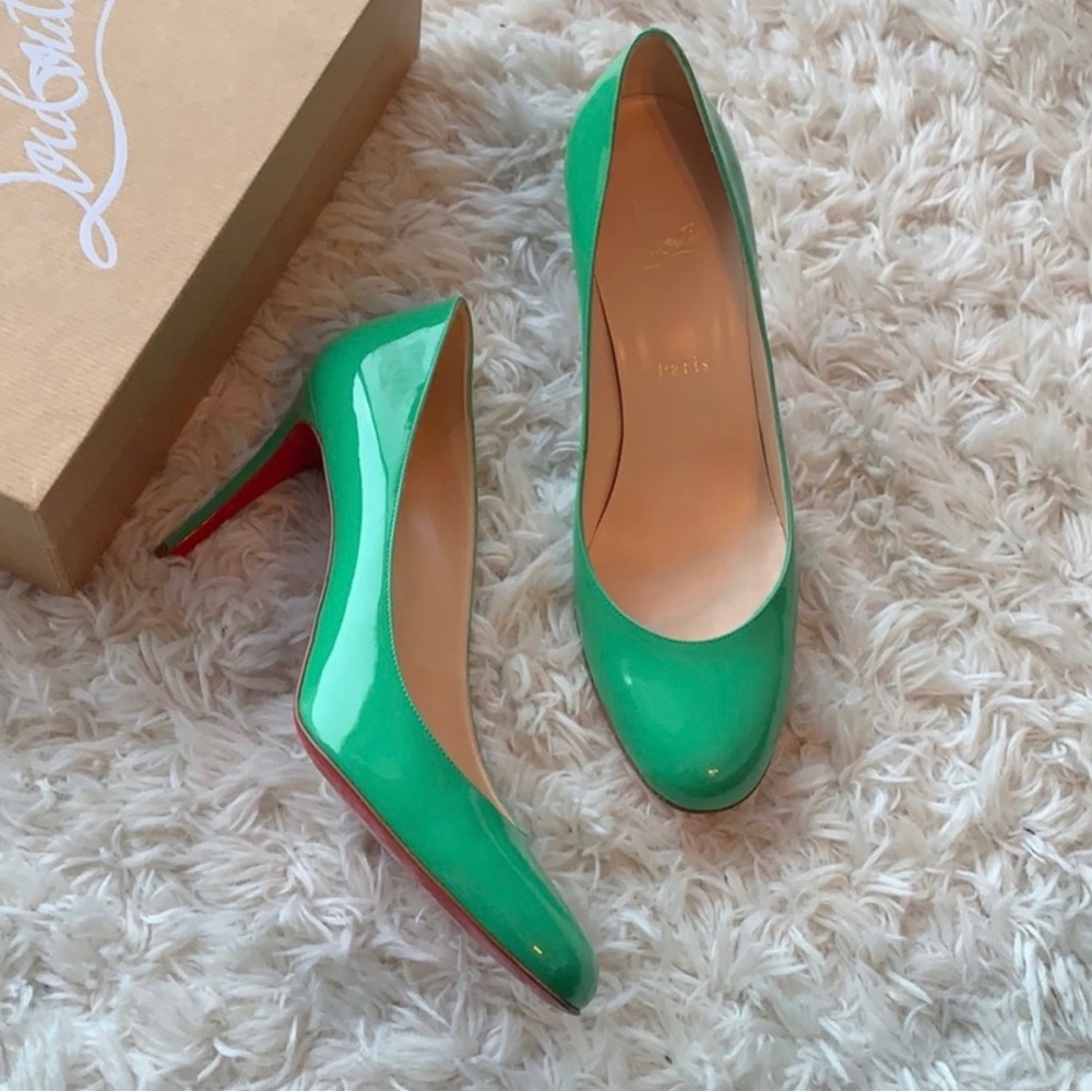 Christian Louboutin Green Patent Leather Pumps